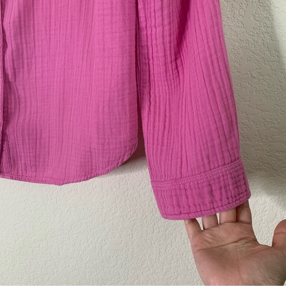 Xirena Womens pink scout long sleeve cotton gauze button down shirt L - Picture 2 of 8